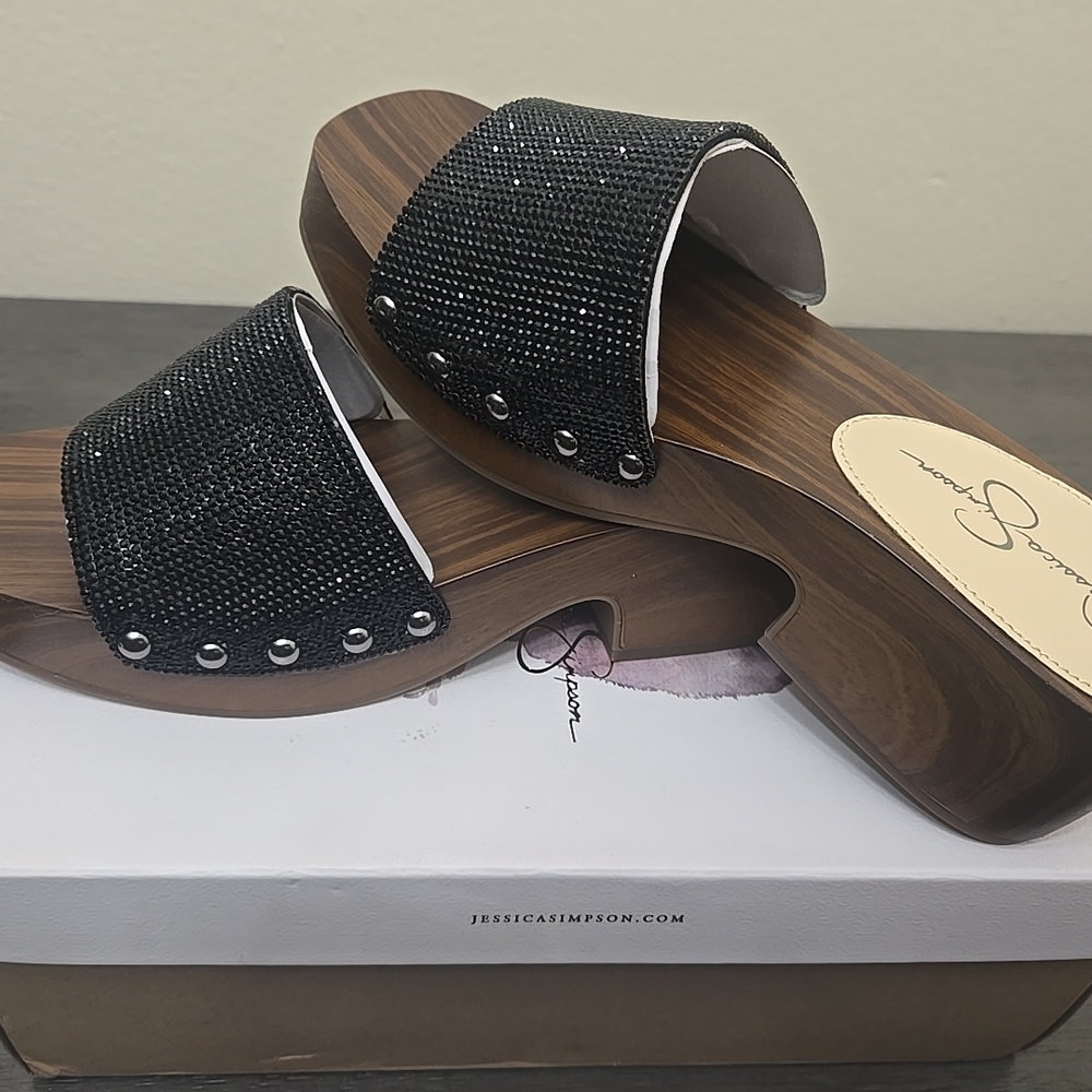 Jessica Simpson Black Studded Mules